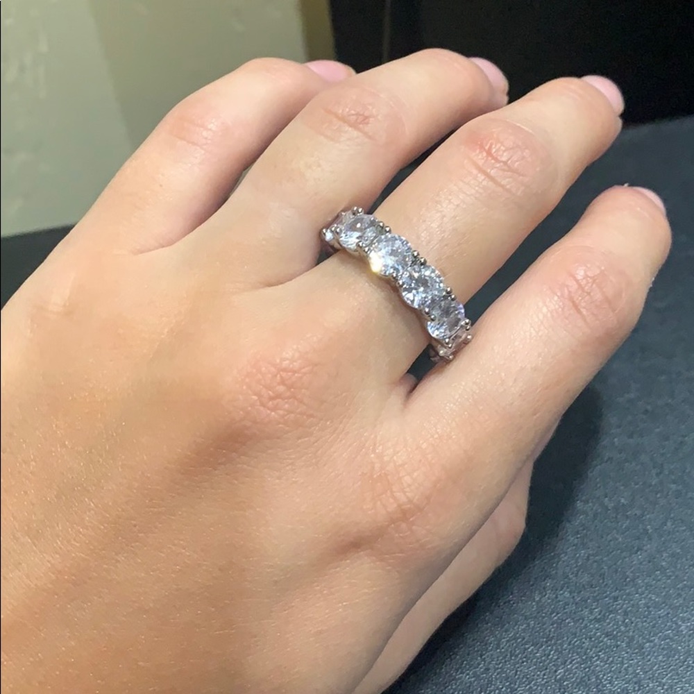 Cubic Zirconium Sterling Silver Eternity Ring